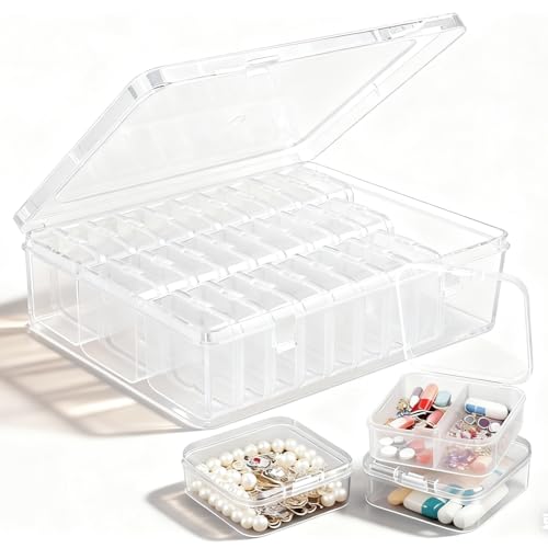 LCRhex Bead Storage Box, 30 Pcs Small Plastic Bead Storage Box Suitable For Storing Clay Beads Diamonds DIY Craft Jewelry Bracelets Small Parts And Craft Accessories