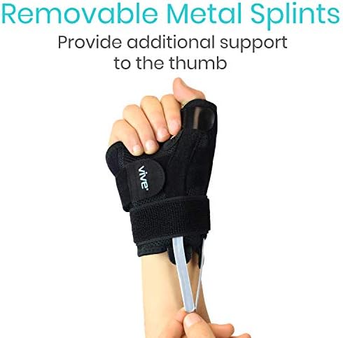 Vive Arthritis Thumb Splint - Thumb Spica Support Brace for Pain, Sprains, Strains, Arthritis, Carpal Tunnel & Trigger Thumb Immobilizer - Wrist Strap - Left or Right Hand