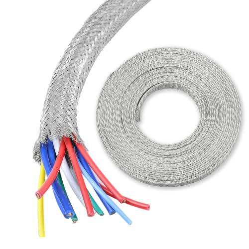 FOURUB Sangle de sol tressée en cuivre étamé de 1,3 cm à 7,6 m, blindage | Manchon tressé en cuivre étamé, bouclier RF + terre + protection de câble 3 en 1, flexible et extensible