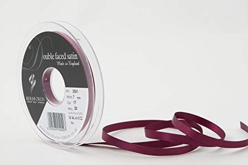 Berisfords Double FACE Poly Satin Ribbon, BlackBerry, 15 mm
