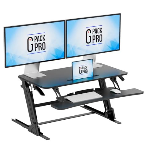 G-PACK PRO 36 Inch Standing Desk Converter, Adjustable Height | Dual Monitor…