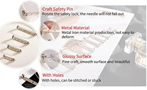 Pack of 50 Pcs Bar Pins Brooch Lock Brooch Pin Backs Safety Clasps Rolling Catch for DIY Craft 20/25/32/38 mm,Silver Color(32mm)