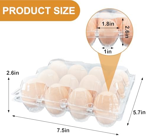 100 Pack 12 Count Plastic Egg Cartons β Bulk Cheap Clear Reusable | Egg Cartons Bulk, Egg Holder for Fridge, Egg Organizer for Refrigerator, Egg Storage for Refrigerator. - 1