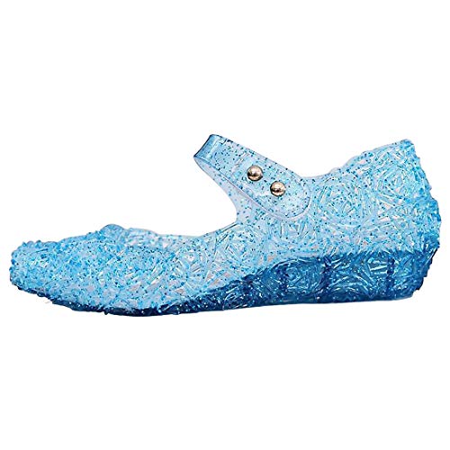 Prettyqueen Girls Princess Jelly Shoes For Halloween Christmas Cosplay Costume Kids Sandals Mary Jane Flats Blue #TOP3