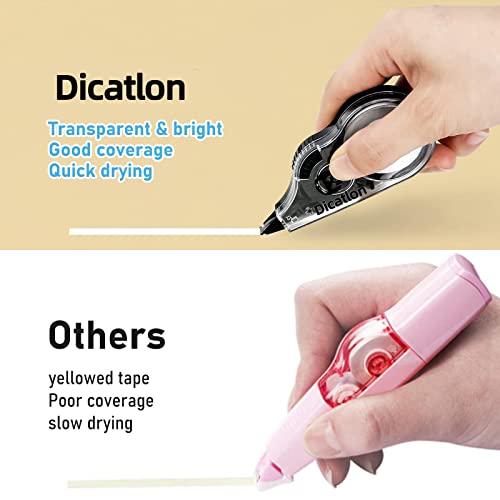 Dicatlon Correction Tape, White Out,39.4 Feet X 0.2 In,10-Pack (12 M X 5 Mm), Safe Material, Environmentally Friendly, Easy To Use,Ideal For Students, Children, Office Working Personnel, Black #TOP3