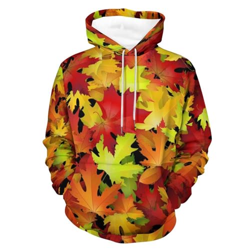 Sweats à capuche feuilles d'automne pull décontracté manche longue hoody