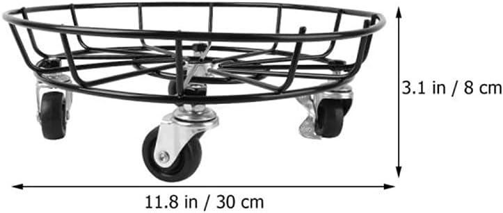 Planter Holder with Wheels Movable Heavy Duty Iron Rolling Tray Plant Caddy Flower Pot Stand (Color : Black, Size : 30.00X30.00X8.00cm)
