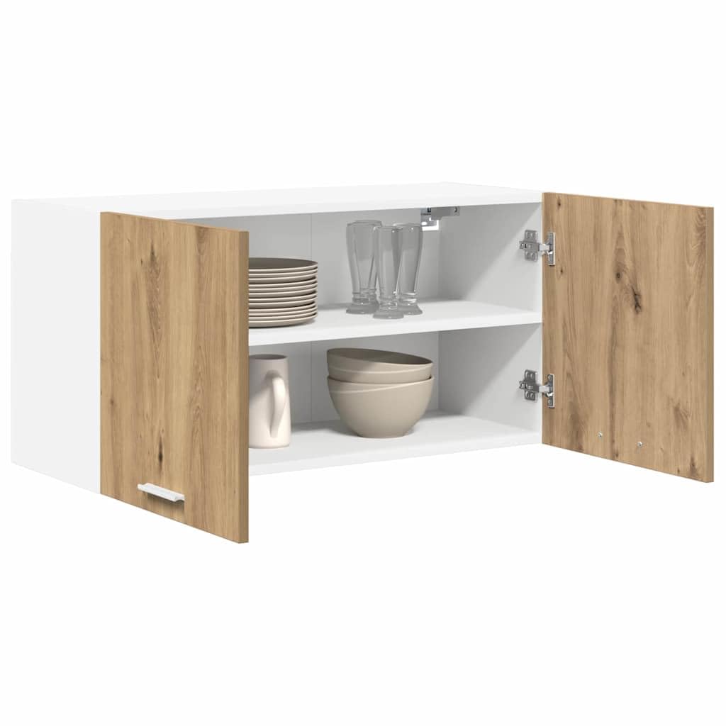 Armoire suspendue en chêne Artisan 80 x 31 x 40 cm avec beaucoup d'espace de rangement, 2 portes à charnière, pour cuisine, salle à manger, garde-manger et bar café, solution de rangement