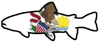Magnet Illinois State Shaped Trout Magnetic Vinyl Cinyl Decal IL Fly Fishing Fish 5" Car Magnet Bumper Sticker