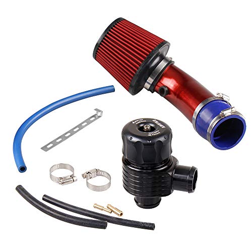 Ruien 76mm口径 アルミ製エアインテークパイプ エアクリーナー付属 25mmブローオフバルブ 吸気効率UP コンパクト 自動車用 汎用 ターボ用 レッド
