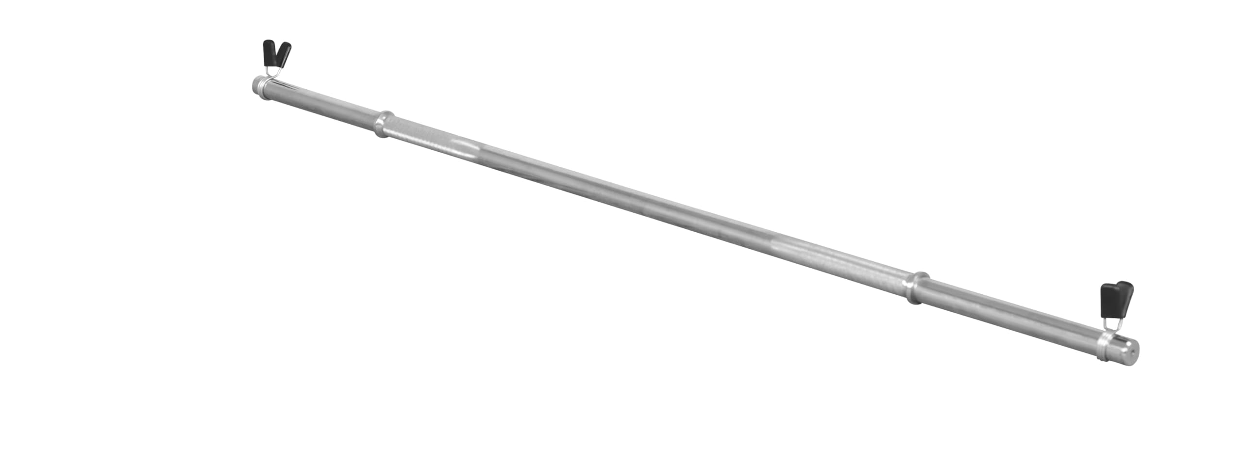 GORILLA SPORTS® Barre d'haltère longue - Diamètre : 30 mm - Longueur : 120 cm / 150 cm / 170 cm - Avec 2 fermetures à ressort, charge jusqu'à 200 kg - Chromé