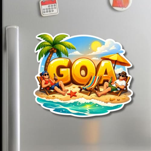 Image of Goa Magnet for Fridge | Wooden India Souvenir Fridge Magnet | Travel Memory Keepsake & Gift | Printed MDF Refrigerator Decor for Home, Kitchen & Office | Pack of 1 (Goa D)