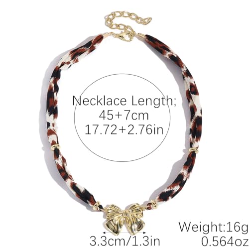 NIQIPOK Scarf Necklace with Charm Boho Bandana Necklace Layered Leopard Choker Necklaces Gold Starfish Pendant Necklaces Beach Holiday Jewelry for Women2