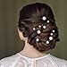 Juinte 48 Pieces 5 Sizes Pearl Hair Pins Bridal Wedding White Rhinestone Pearl Bobby Pins Bulk U Shape Bridal Clips Hair Accessories for Wedding Brides Bridesmaid Women Hairstyles Decor