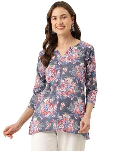Image of feranoid Designer V-Neck Short Straight Kurti with 3Quarter Sleeves