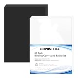 SIMPROFFICE 60 Pack Binding Covers and Backs Set, 8.5 x 11 Inches, 30P Clear PVC Covers (8 Mil), 30P Black Sand-Textured Polycovers (12 Mil)，Presentation Covers for Binding, Letter Size