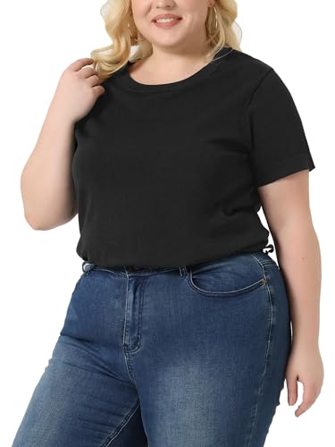 Image of Agnes Orinda Plus Size Women's Pullover Sweaters Soft Tops, Short Sleeves