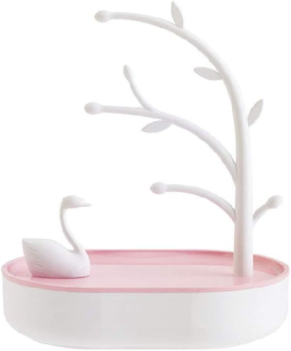 YCWL Pink Girl's Heart Swan Lake Jewelry Storage Box Home Decoration Decoration Hanging Key Holder Ring Storage Rack (pink)