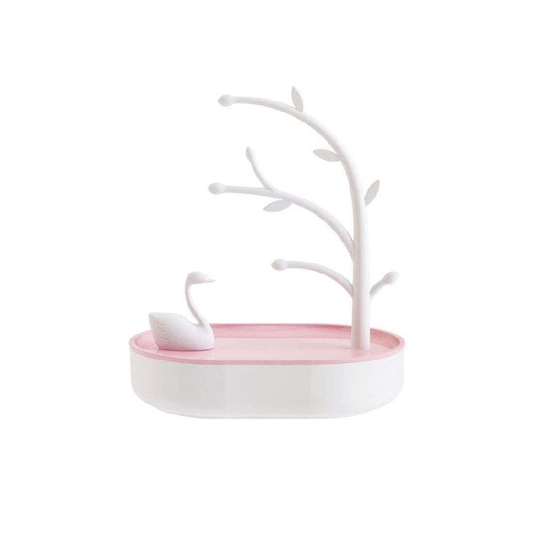 YCWL Pink Girl's Heart Swan Lake Jewelry Storage Box Home Decoration Decoration Hanging Key Holder Ring Storage Rack (pink)
