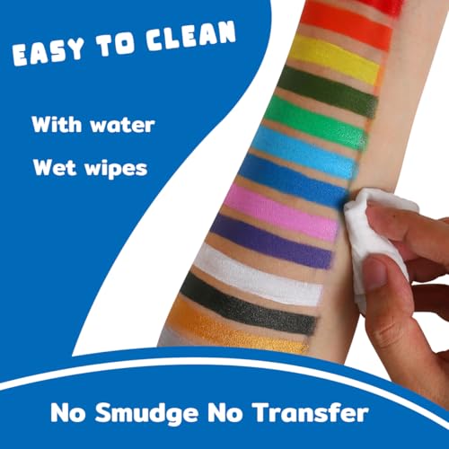 Bowitzki 14 Colors Face Body Paint Set Cream Makeup 20ml Water Based Face Painting Special Effects For Adults Halloween Christmas Party Stage Cosplay 0.7OZ Each