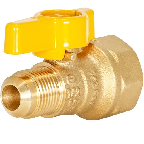 Eastman Straight Gas Brass Ball Valve, 3/4 in FIP x 1/2 in OD Flare Female, 1/4-Turn Handle, 60030