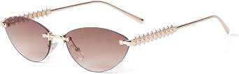 ADE WU Vintage Rimless Sunglasses Retro Cat eye Luxury Gold Metal Frameless