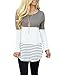 Hount Womens Back Lace Color Block Tunic Tops Long Sleeve T-Shirts Blouses With Striped Hem (Medium, Grey)