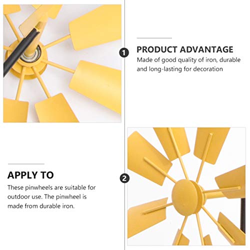 YARDWE - Estaca cinética para moinho de vento em metal amarelo para quintal decoração de arte de jar