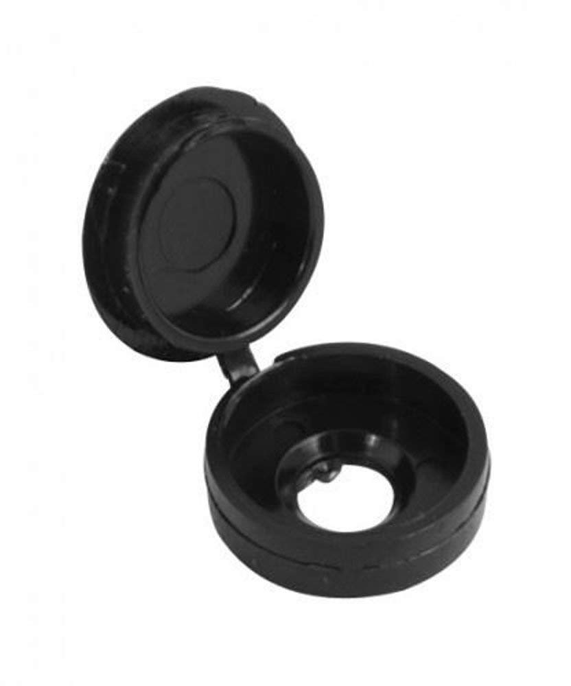 100x Pack Plastic Fold Over Hinged Screw Head Cap Snap Cover Small to fit 6G - 8G (Black)