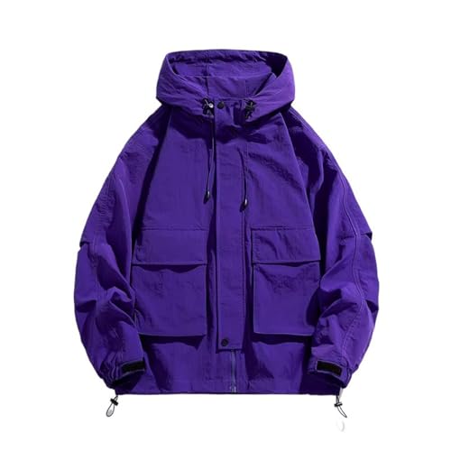Manteau de travail pour homme GUOYUXIAO veste à capuche active pourpre pour l'extérieur