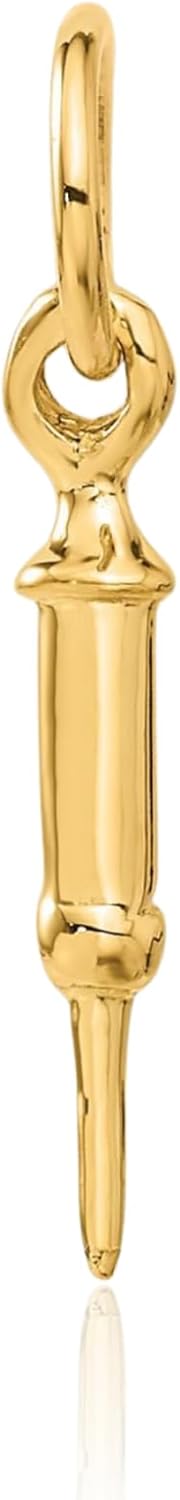IceCarats 14K Solid Yellow Gold Medium Medical Caduceus Pendant Necklace 20mm 3/4 inch 3d Sculpted, Polished For Her