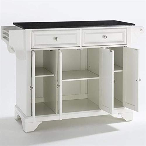 Crosley Furniture Lafayette Full Size Kitchen Island with Solid Black Granite Top, White