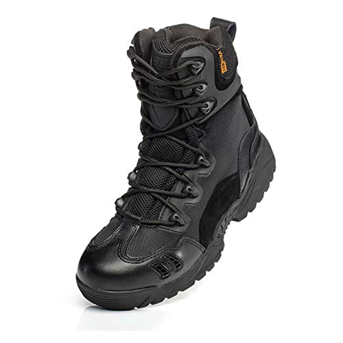 Wygwlg Spring and Autumn Men Military Tactical Boots, Army Ankle Boot Men's Work Shoes, Breathable Hiking Shoes, Black A-414