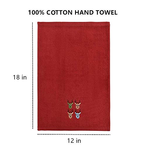 Christmas Kitchen Towels Set Of 6, Cotton Christmas Hand Towels For Bathroom, Embroidery Design Holiday Tea Towels Fingertip Towels, Soft Kitchen Dish Towel, 12X18" (Red Green White) #TOP1