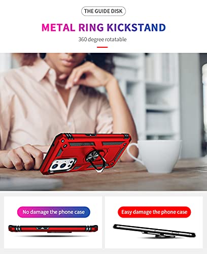 Dionsibei Military Grade Drop Impact For Oneplus 9 Pro Case Oneplus 9 Pro 5G Case 360 Metal Rotating Ring Kickstand Holder Armor Heavy Duty Shockproof Case For Oneplus 9 Pro Phone Case (Red) #TOP3
