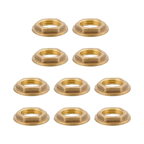 MOUMOUTEN - MOUMOUTEN G3/8 Brass Lock Nut, 10pcs Female Hexagon Pipe Fittings with Flange for Screw Fastening Pipe Fixing, Water and Garden Connections