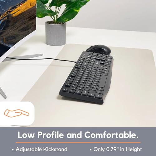 X9 Performance Wired Keyboard - Ultra Slim Full Size Ergonomic Computer Keyboard - Basic USB Keyboard for PC Desktop, Laptop with 5ft Corded Wire, 104 Quiet Keys, 14 Shortcuts, and Kickstand
