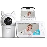 ieGeek Baby Monitor with Camera and Audio, 5' Large HD Display(No WiFi) & 1080P Camera & Free Smart App(WiFi), Upgraded Night Vision/PTZ/2-Way Audio/Auto Tracking Detection Notification and Alert