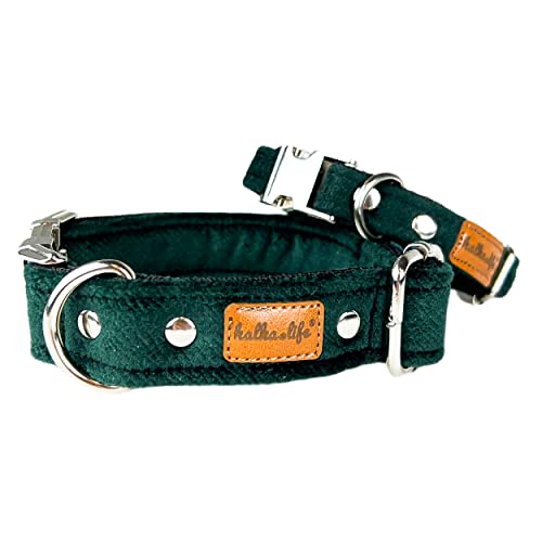 Collier pour chien réglable tissu durable taille S vert bouteille