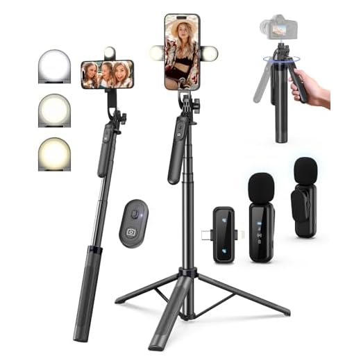Yeaki Vlogging Kit for iPhone/Android, 71" Selfie Stick Tripod for iPhone with Light, Wireless Remote & Microphone, Adjustable Phone Tripod for TikTok/YouTube Starter Content Creator Essentials Kit