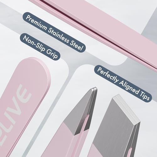 EZ2LIVE Tweezers for Women Facial Hair, Eyebrow Kit with Tweezers for Women and Men, 8 Pack Precision Tweezers Set, Splinter, Ingrown Hair Removal Kit, Stainless Steel Tweezers for Eyebrow, Light Pink — view 3