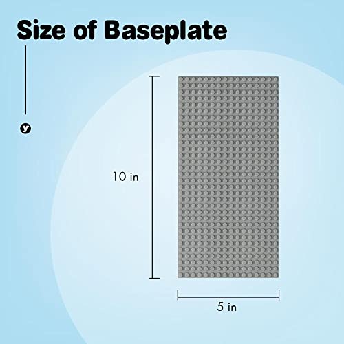 Etarnfly 2 Pack Classic Base Plates, 5" X 10" Sturdiness Building Boards -100% Compatible With All Major Brands, Creative Building Platforms Mats For Building Bricks - Grey #TOP5