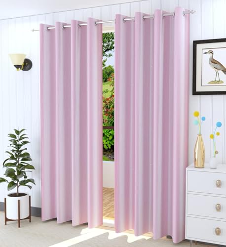 Image of Window Curtains 5 Feet Long for Living Room - Window Curtains Set of 1 Pcs Panel, Curtain Solid Parda for Home Decor & Office Light Pink Colour - 5 feet (48 x 60 Inch) - 1 Pcs