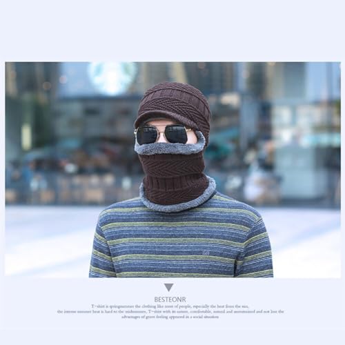One-Piece Scarf Hat Windproof Knitting Wool Windproof Hat Scarf Hat and Mask Set Winter Hats Neck Warmer for Men Women Dark Grey2