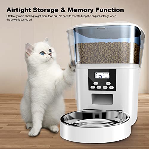 Tomxcute Automatic Cat Feeders,Cat Dry Food Dispenser For Cat Small Dog,4L Timed Dog Feeder With Desiccant Bag For Pet Feeder,Programmable Portion Size Control 6 Meals Per Day, 10S Voice Recorder #TOP1