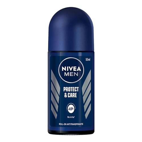 Nivea Men Desodorante Sin Alcohol para Hombre, Protect & Care 48 horas de Protección Antitranspirante roll on, 50 ml