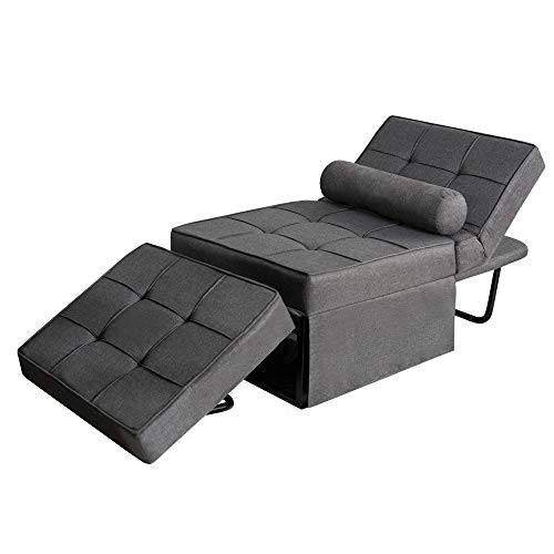 GOOD & GRACIOUS 4 in 1 Ottoman Bed Sleeper Couch, Adjustable Convertible Chair Folding Futon Sofa Bed with Multi-Function for Living Room Bedroom and Small Space, Dark Grey - Thumbnail 3