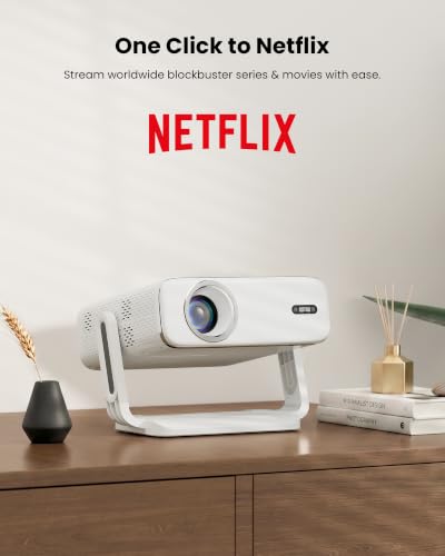 [Compatible with Netflix/4K Decoding] Smart Outdoor Projector with WiFi and Bluetooth, Built-in Streaming Apps, Auto-Focus & Keystone Correction, Portable Projector for for Bedroom/Ceiling/Camping - image 2