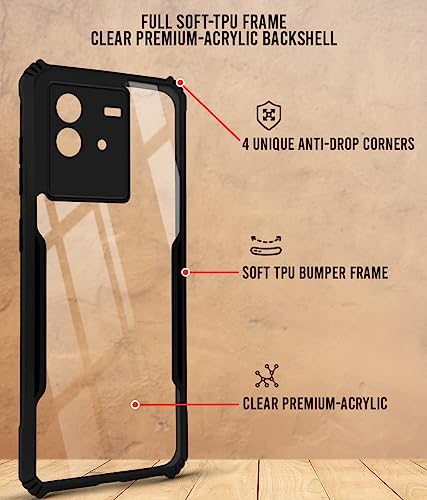 Image of Jkobi Back Cover Case for Vivo iQOO Neo 6 (Shockproof with Polycarbonate Clear Panel | Professional Black)