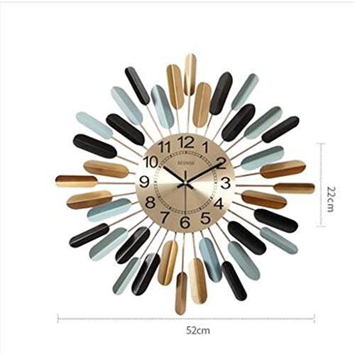 Hgvvnm Wrought Iron Sun Shape Wall Clock Wall Hanging Crafts Decoration Home Living Room Wall Clock (Color : A, Size : 52 * 52Cm) #TOP1